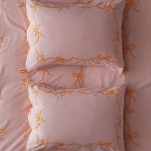 Urban Outfitters Lacey Bows Sham Set Color: Pink/ Orange Size: King